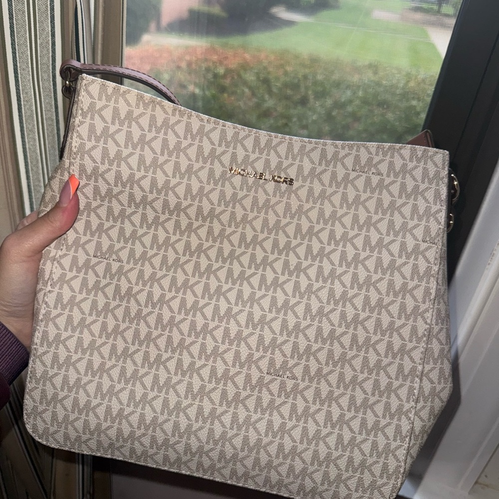 Michael Kors Cream Monogram Shoulder Bag